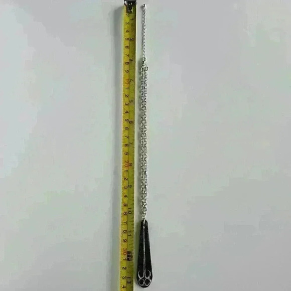 Reaper's Sword Goth choker necklace on a silver chain ✦ black teardrop pendant ✦ - Picture 11 of 14